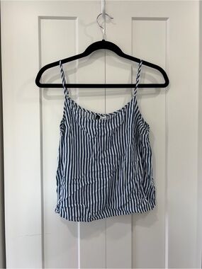 Divided Blue and White Striped Spaghetti Strap Camisole